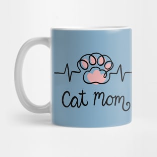 Cat mom paw heartbeat Mug